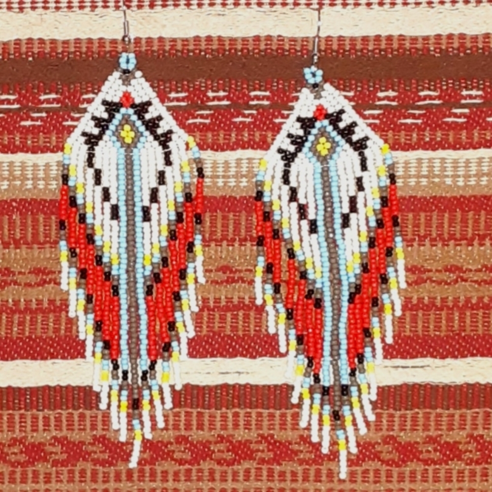 NEW Miyuki Handmade Tribal Ethnic Southwestern Style Seed Bead Fringe Earrings